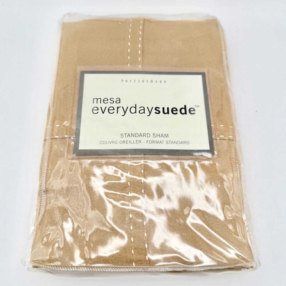 NWT Pottery Barn Mesa Everyday Suede Standard Sham – Tan Microfiber Pillow Cover